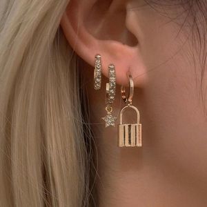 🌺🌸 3/$20 Gold 3 Piece Lock Earring Set